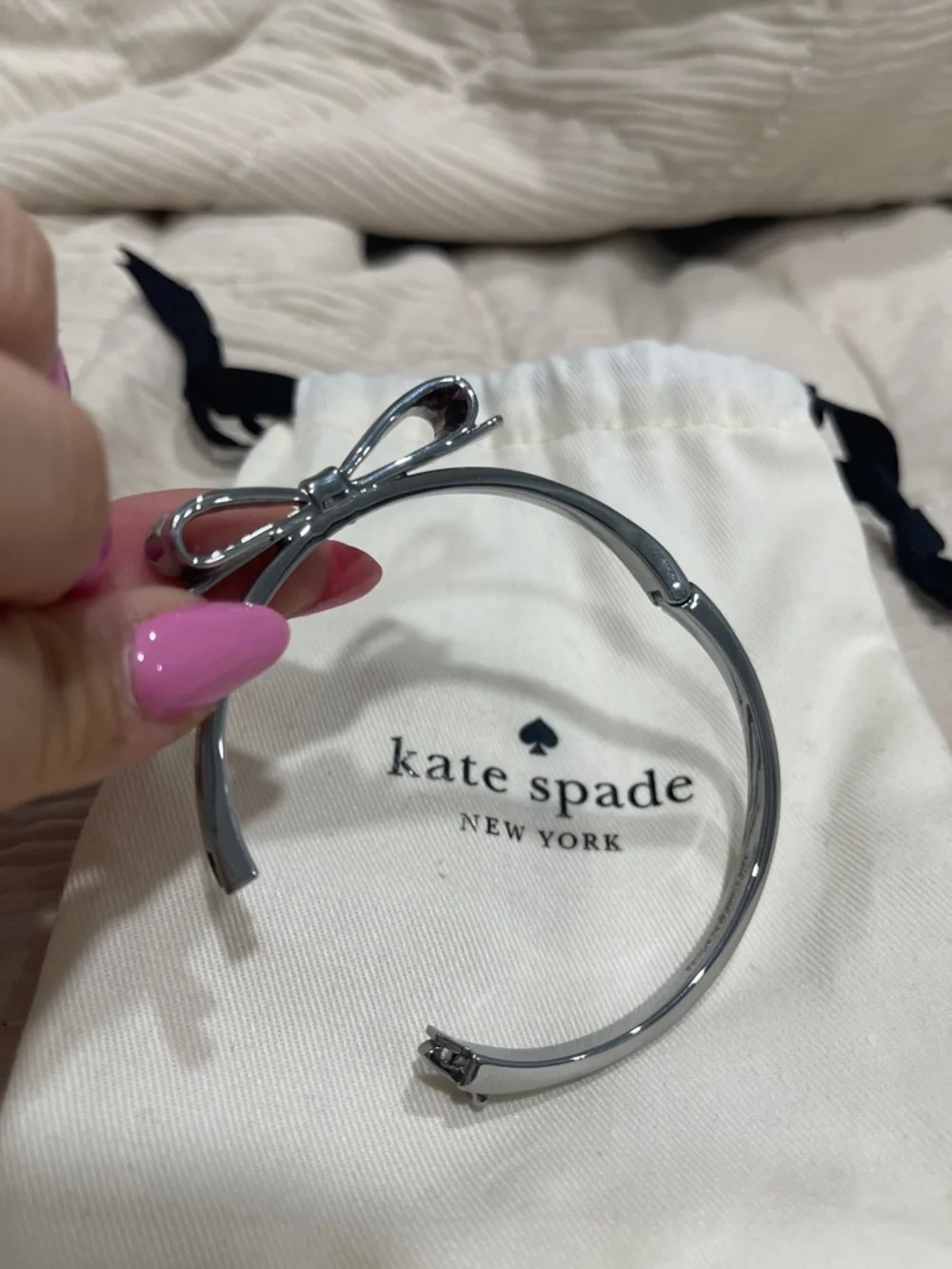 kate spade Silver Bow Bangle Bracelet - Picture 5 of 5